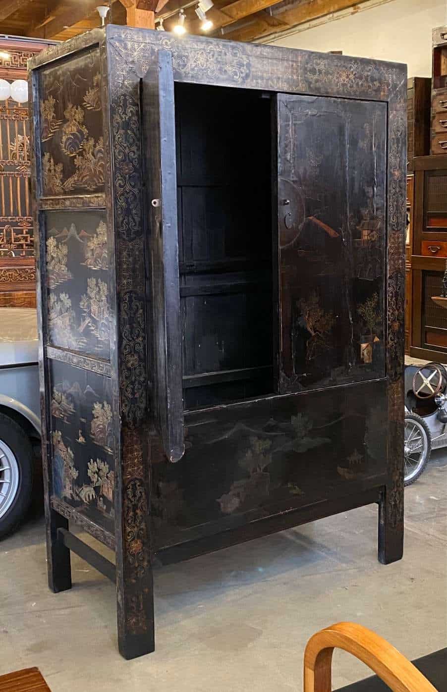 Chinese 18th C. Antique Lacquered Cabinet - Zentner Collection