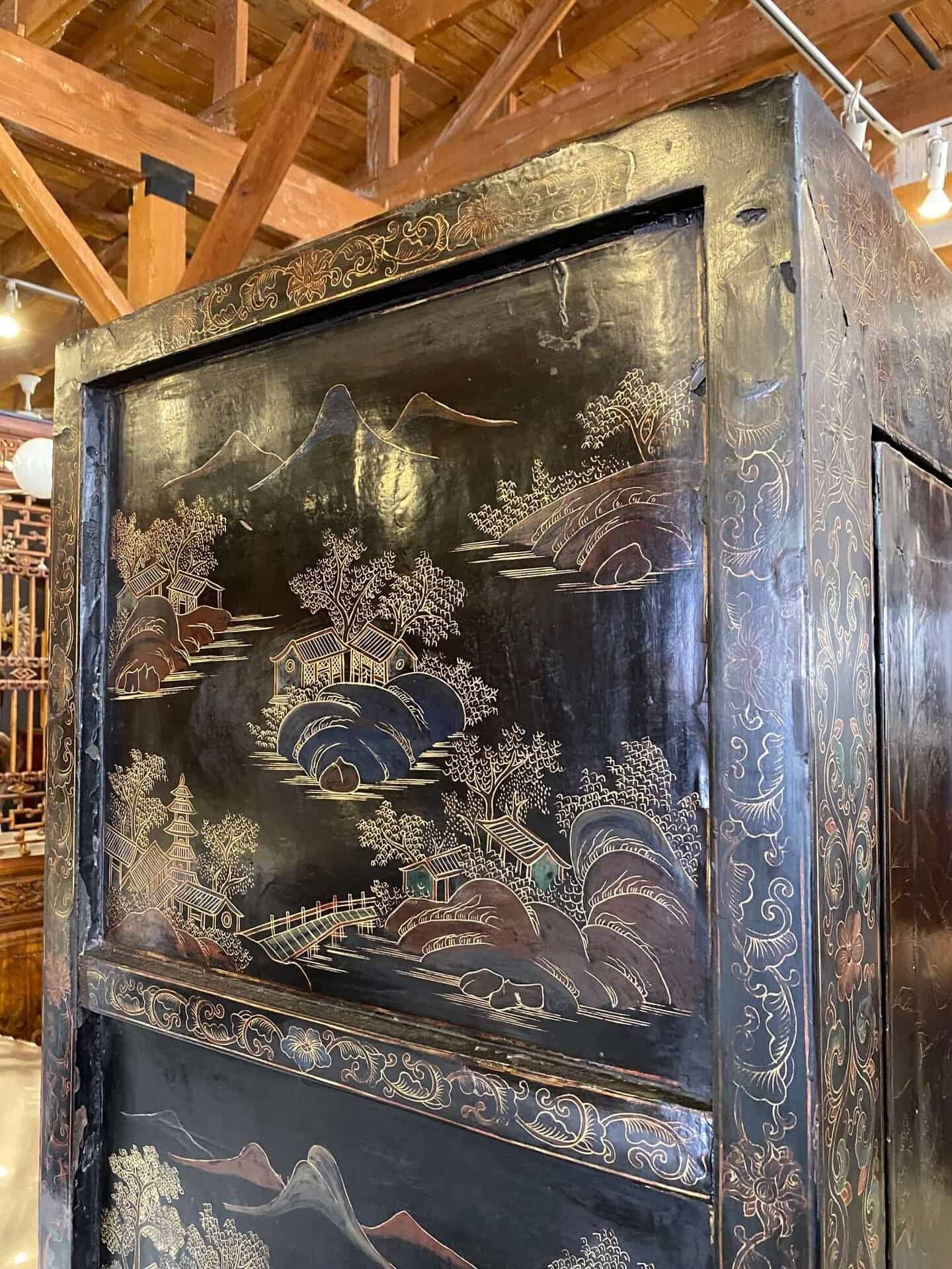 Chinese 18th C. Antique Lacquered Cabinet - Zentner Collection