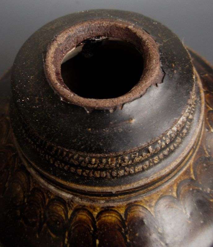 Antique Cambodian Brown Glaze Honey Container - Zentner Collection